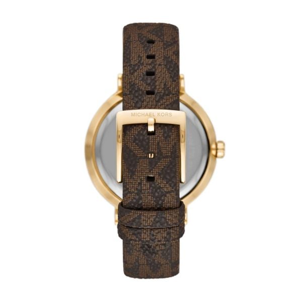 Michael Kors Addyson Three-Hand Gold Brown Genuine Leather Women's Watch - MK2945