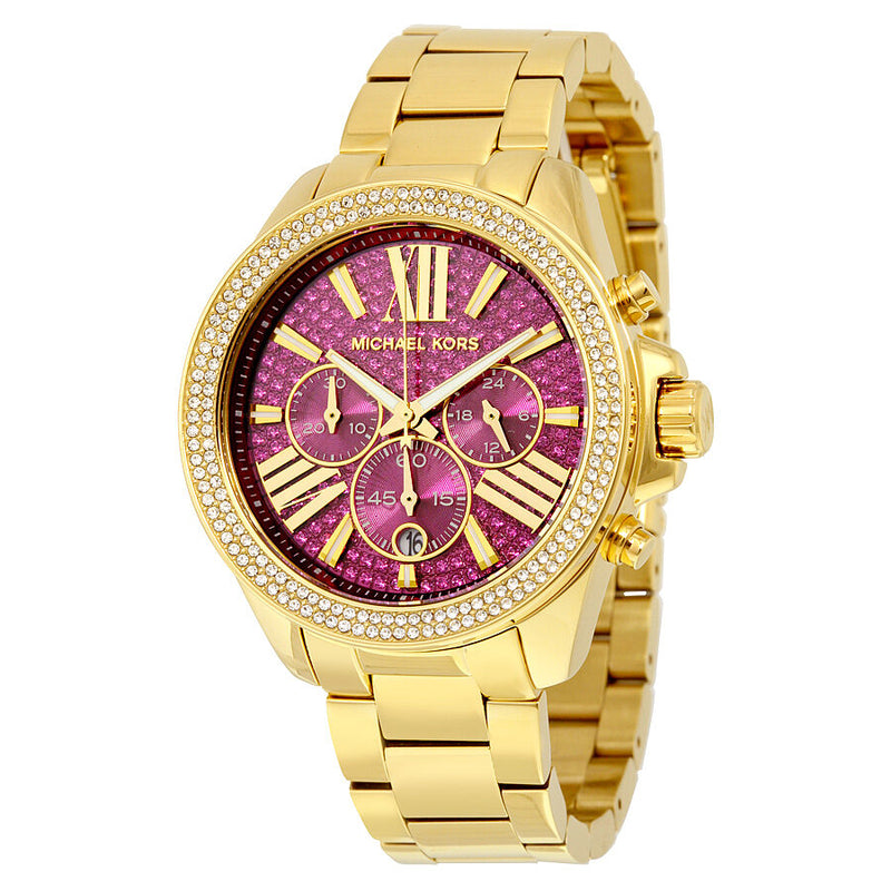 Michael Kors Wren Fuchsia Crystal Pave Gold-tone Stainless Steel Ladies Watch MK6290 - BigDaddy Watches