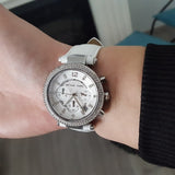 Michael Kors Parker Chronograph White Leather Ladies Watch MK2277