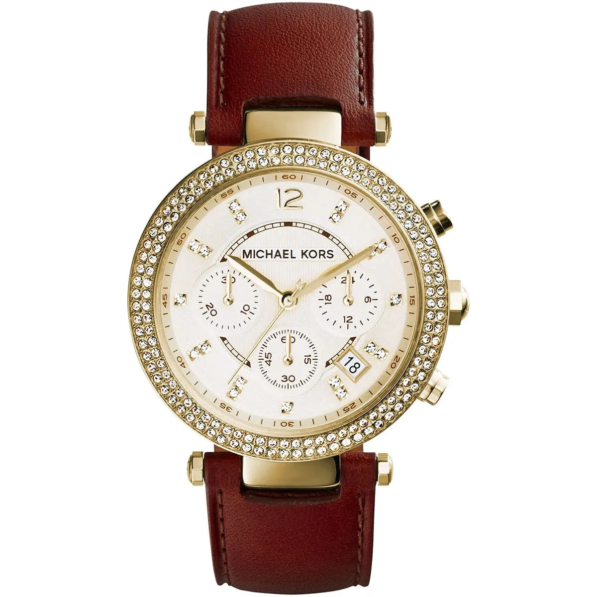 Michael Kors Parker Champagne Gold Dial Brown Leather Strap Watch for Women - MK2249 MK2249 - Image 2