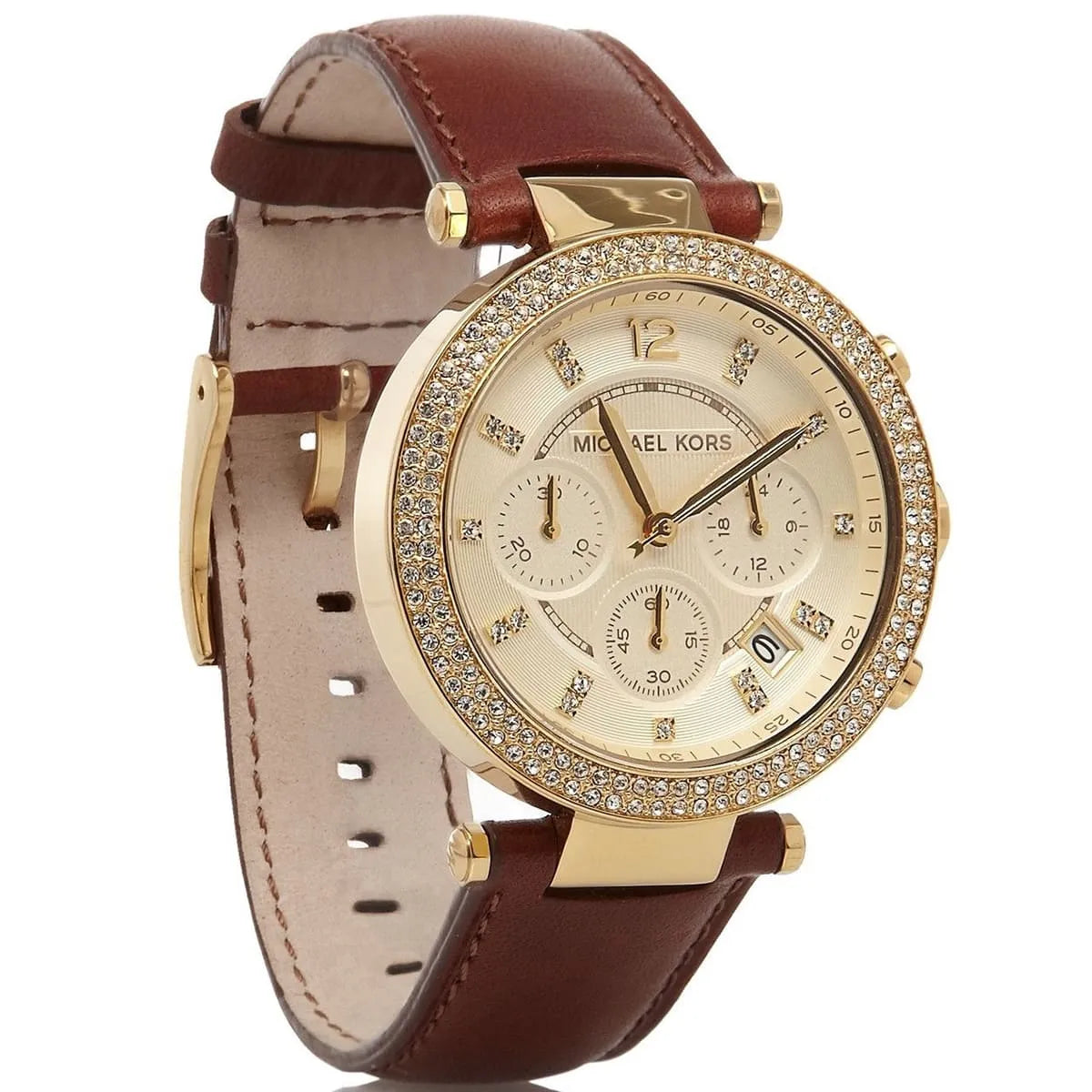 Michael Kors Parker Champagne Gold Dial Brown Leather Strap Watch for Women - MK2249 MK2249 - Image 4