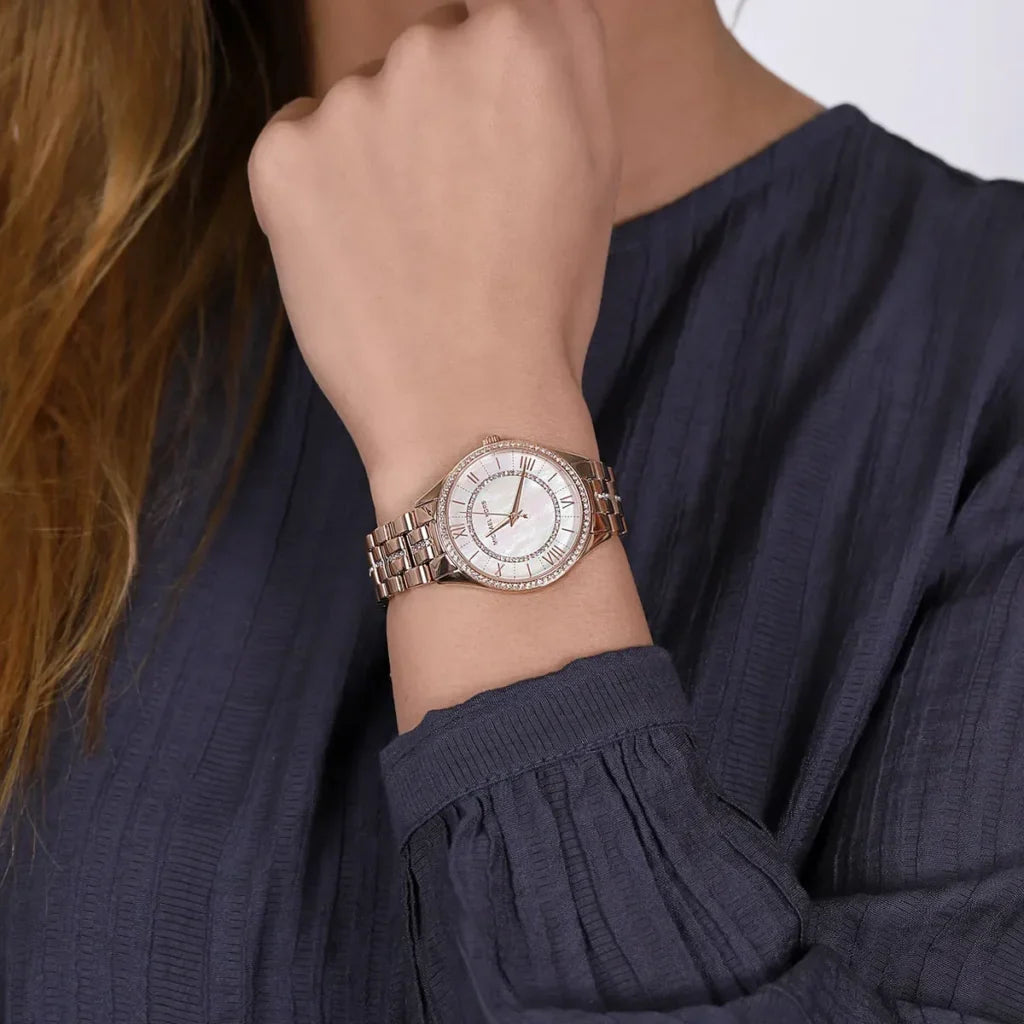 Michael Kors Lauryn Crystal MOP Dial Rose Gold-Tone Women's Watch - MK3716