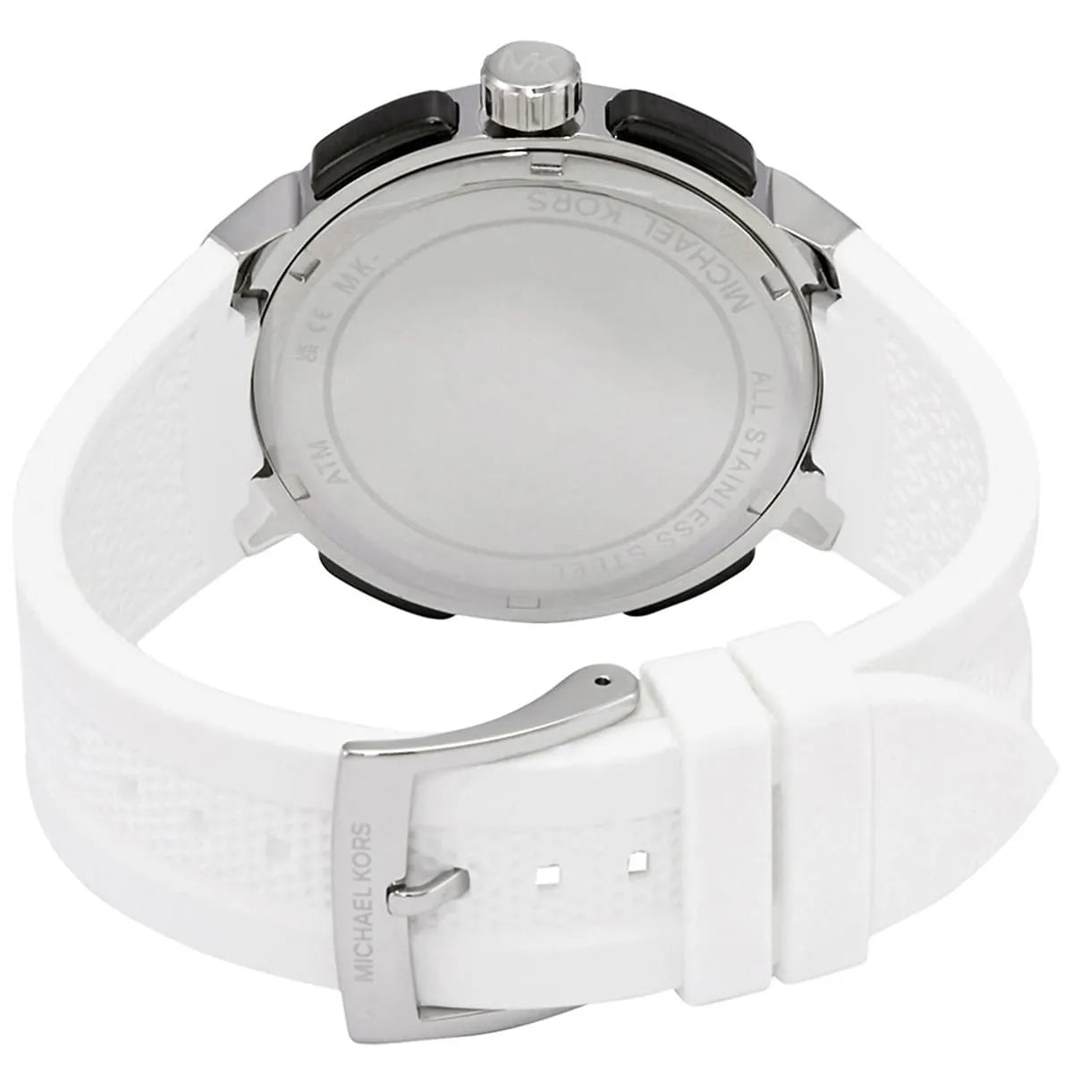 Michael Kors Sidney Multifunction Black Dial White Silicone Strap Women's Watch - MK6947