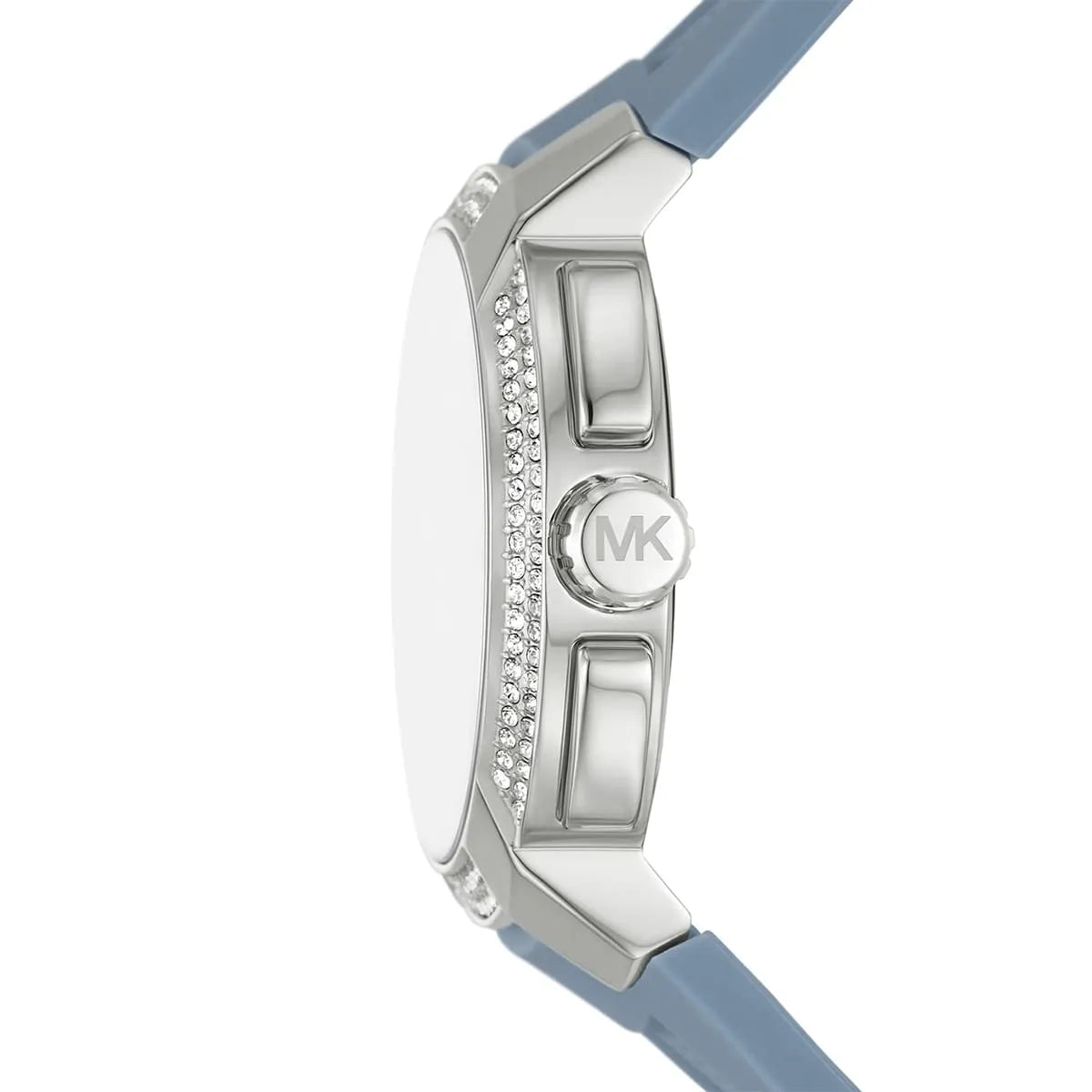 Michael Kors Oversized Sidney Multifunction Silver Dial Chambray Blue Silicone Women's Watch - MK7220