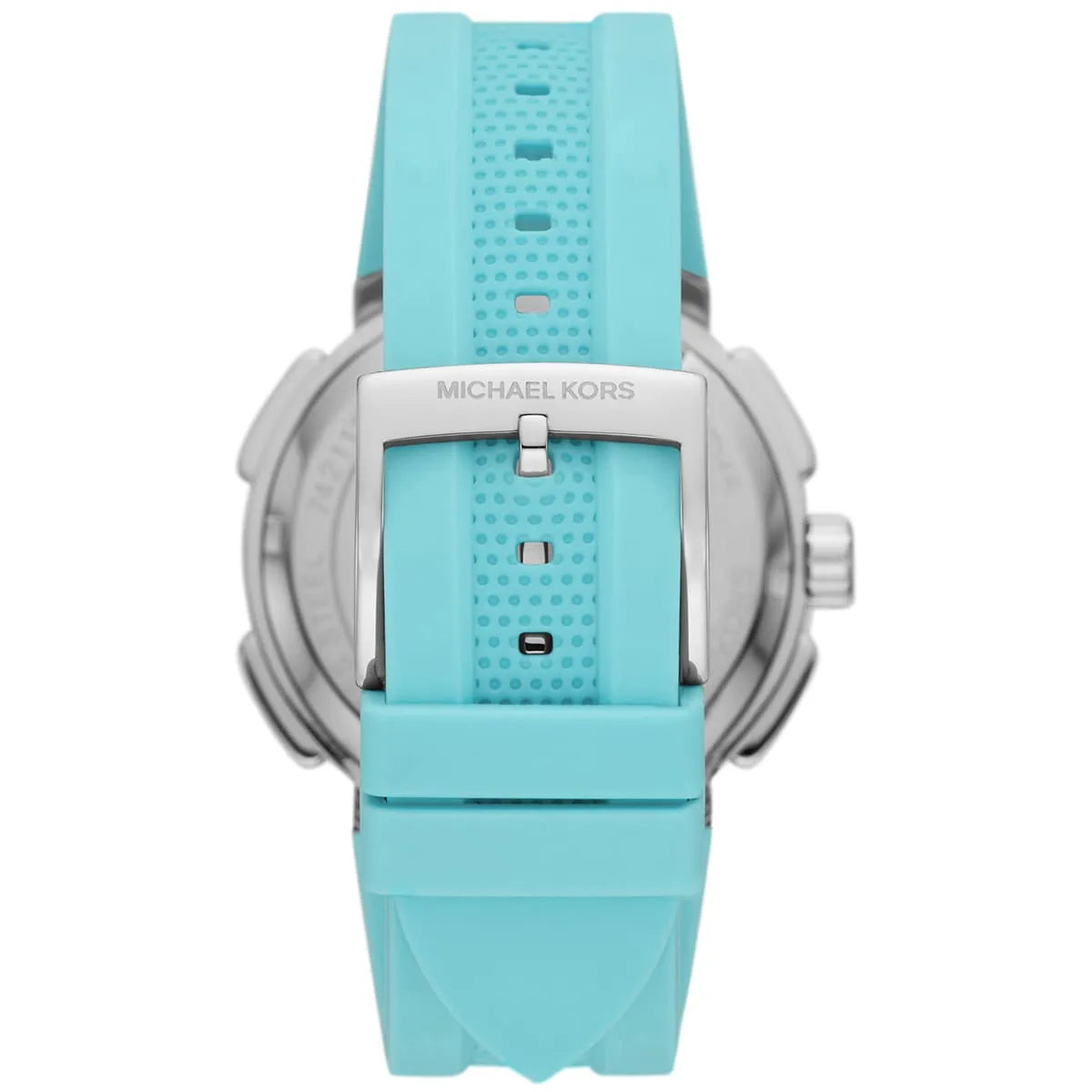 Michael Kors Oversized Sidney Pavé Silver-Tone and Turquoise Silicone Women's Watch - MK7246