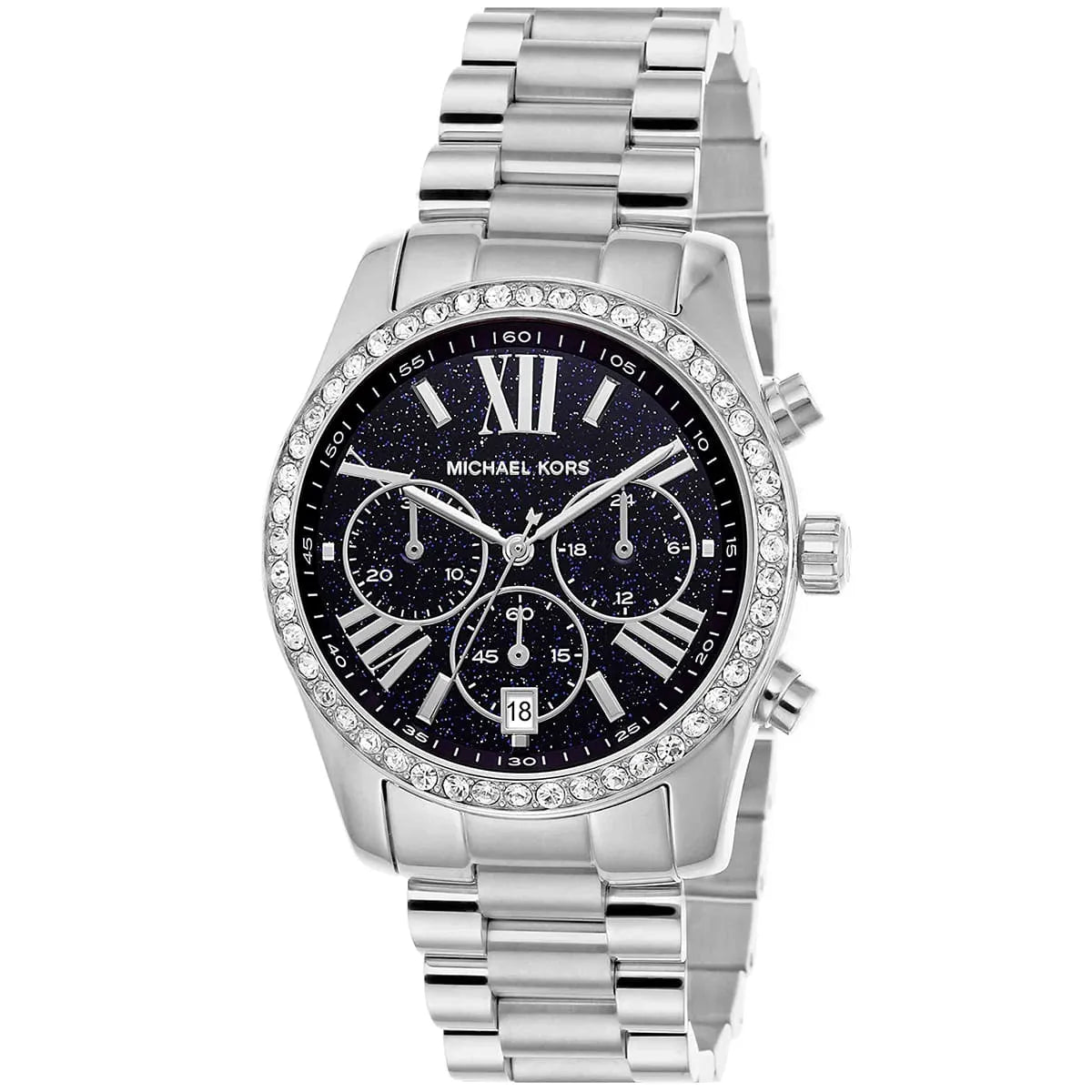 Michael Kors Lexington Chronograph Black Dial Silver Women's Watch - MK7277