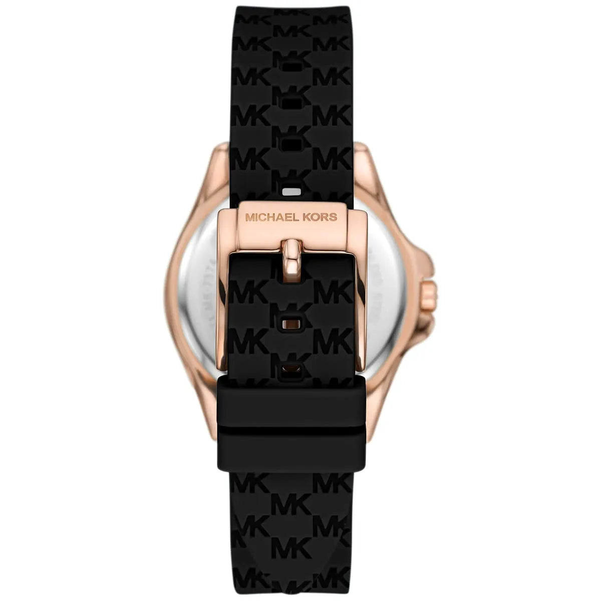 Michael Kors Mini Pilot Pavé Rose Gold Black Silicone Women's Watch - MK7373