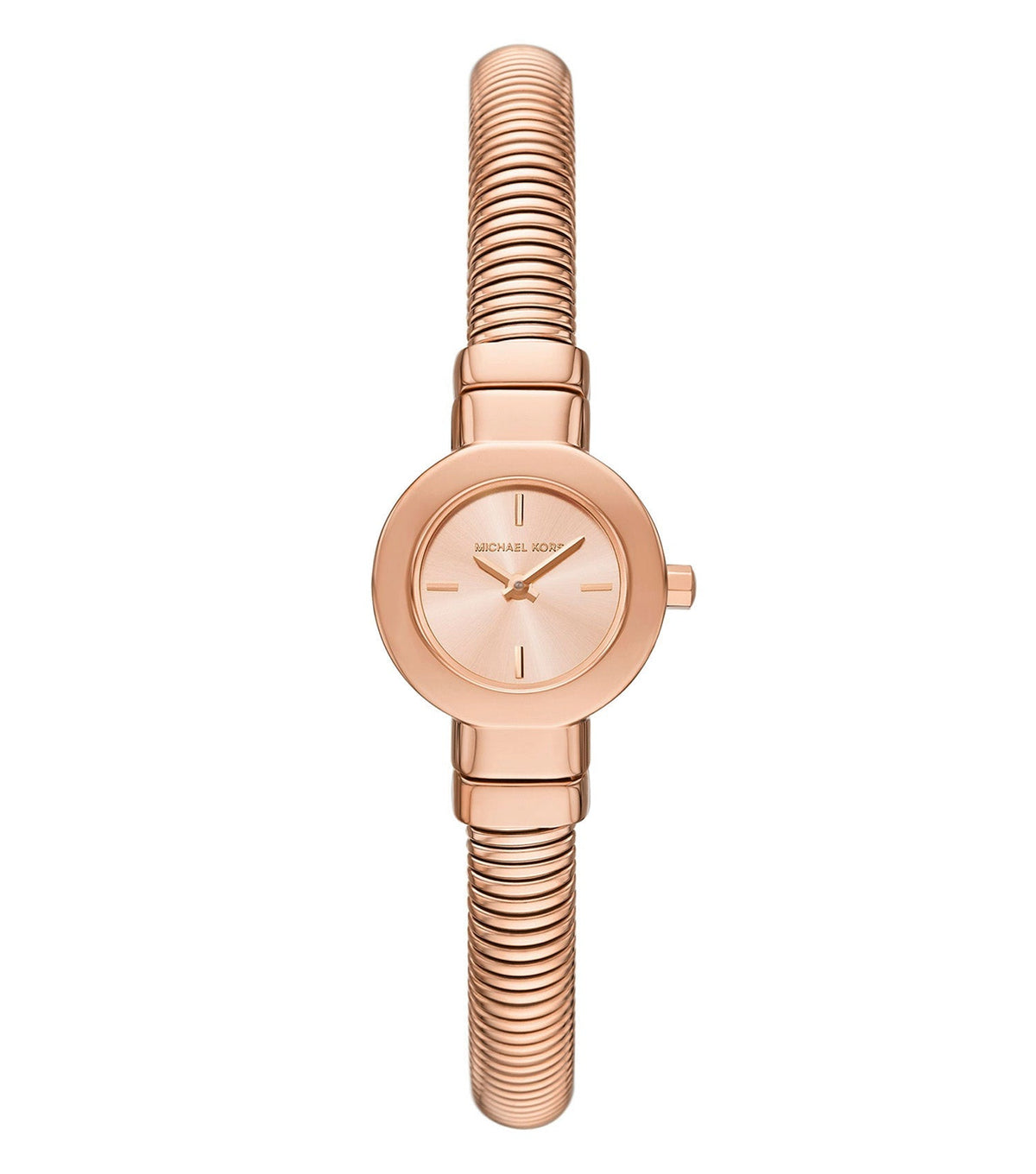 Michael Kors Mini Gramercy rose gold-tone women's watch with textured bangle bracelet