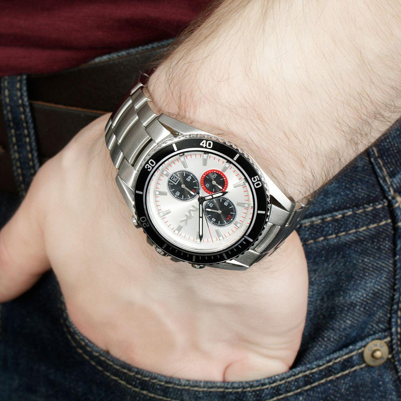Michael Kors Chronograph White Dial Stainless Steel Men's Watch MK8339 Water resistance: 100 meters / 330 feet Movement: Quartz  
