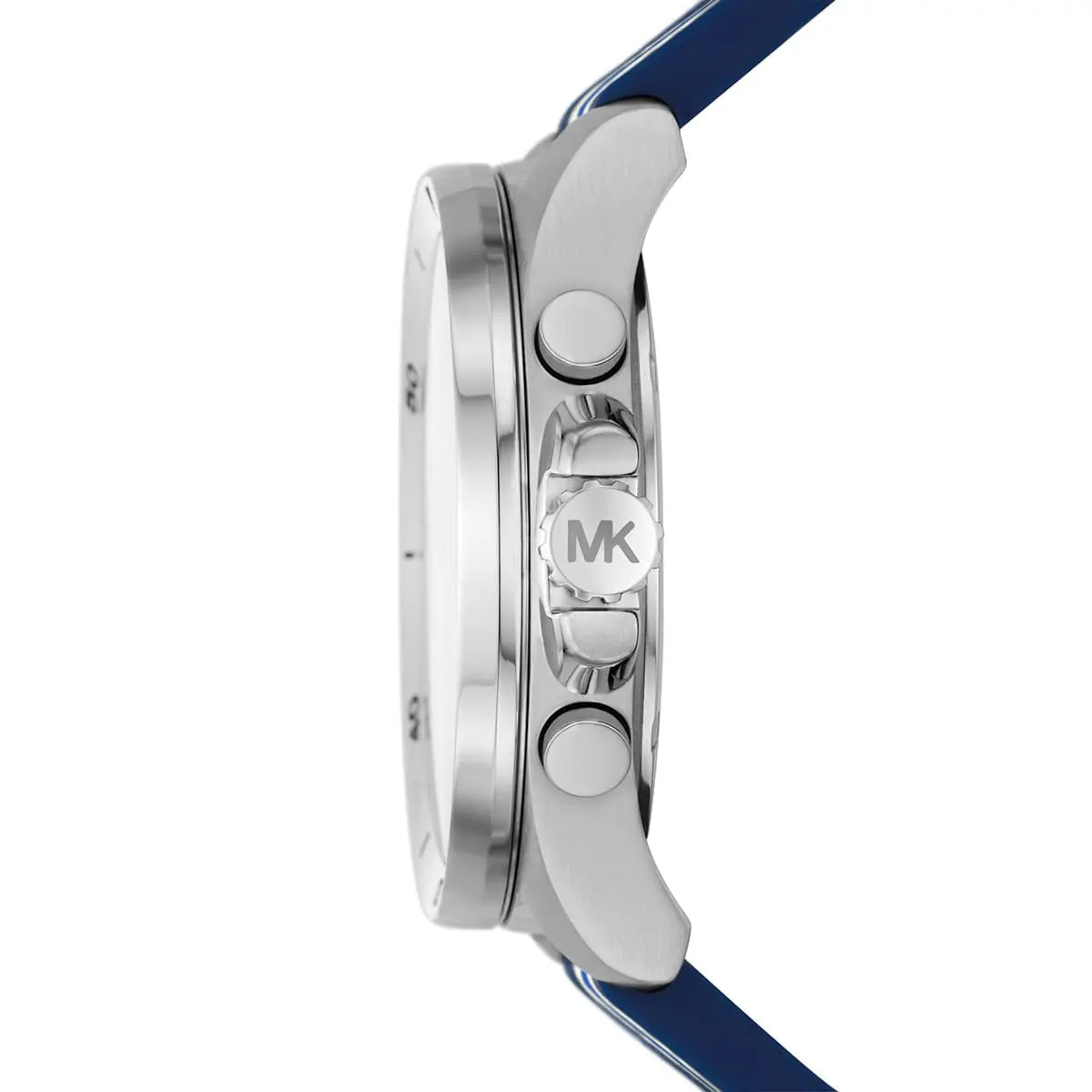 Michael Kors Brecken watch side profile showing case depth and chronograph pushers