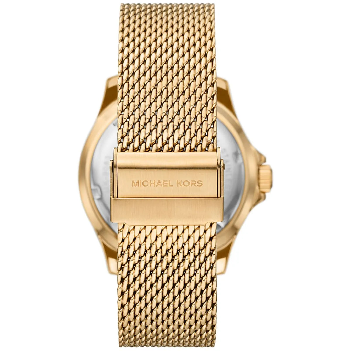 Michael Kors Everest MK9083 case back with gold-tone stainless steel and engraved details