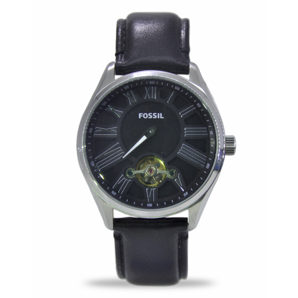 Fossil Black Dial Leather Strap Automatic Men's Watch BQ1141