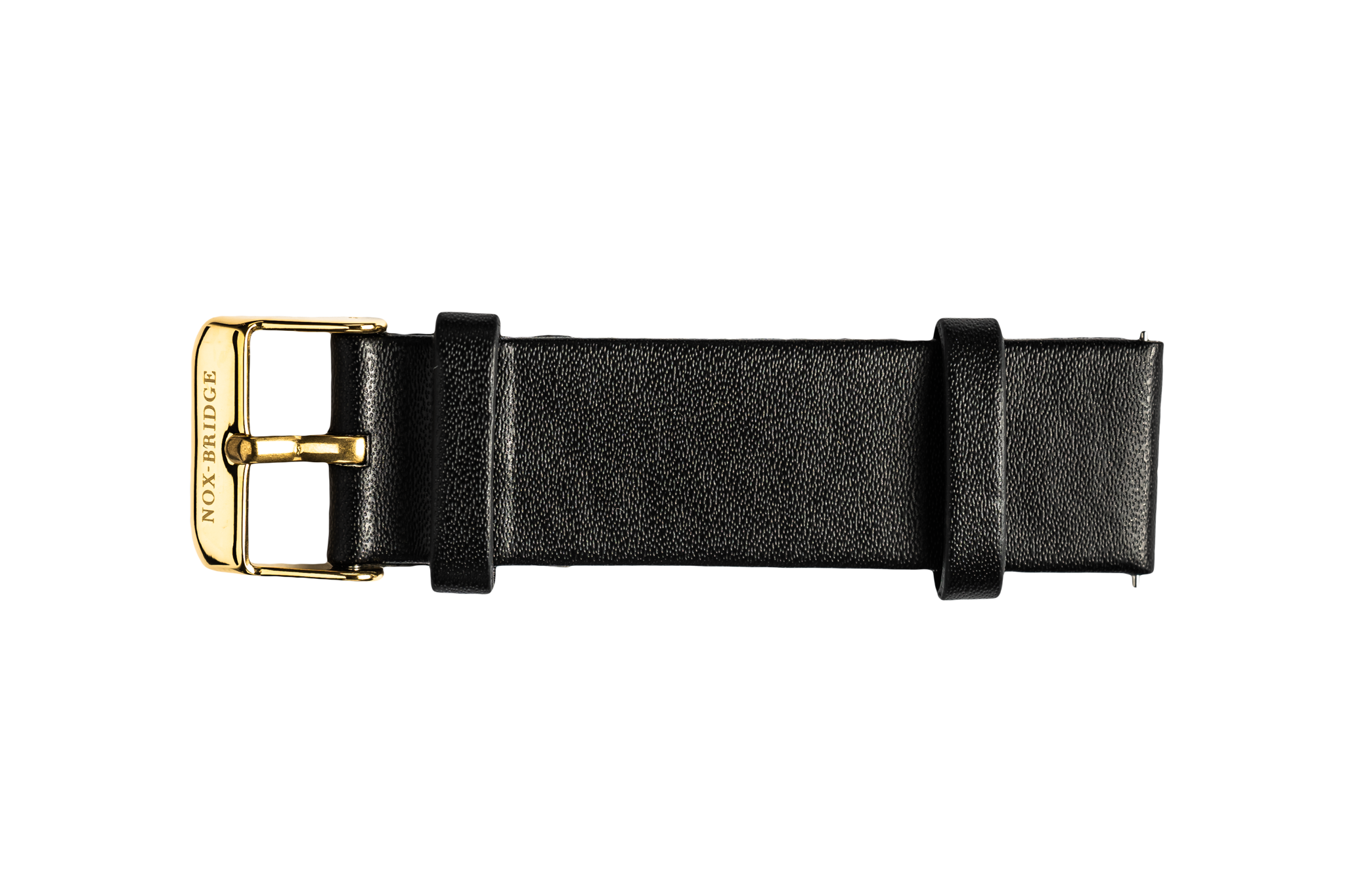 Black waterproof vegan leather watch strap with gold buckle