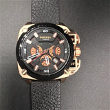 Diesel BAMF Men's Watch DZ7346 316L rose gold-tone stainless steel & genuine leather strap 10ATM (100m) water resistant Japan movement with a chronograph and date function