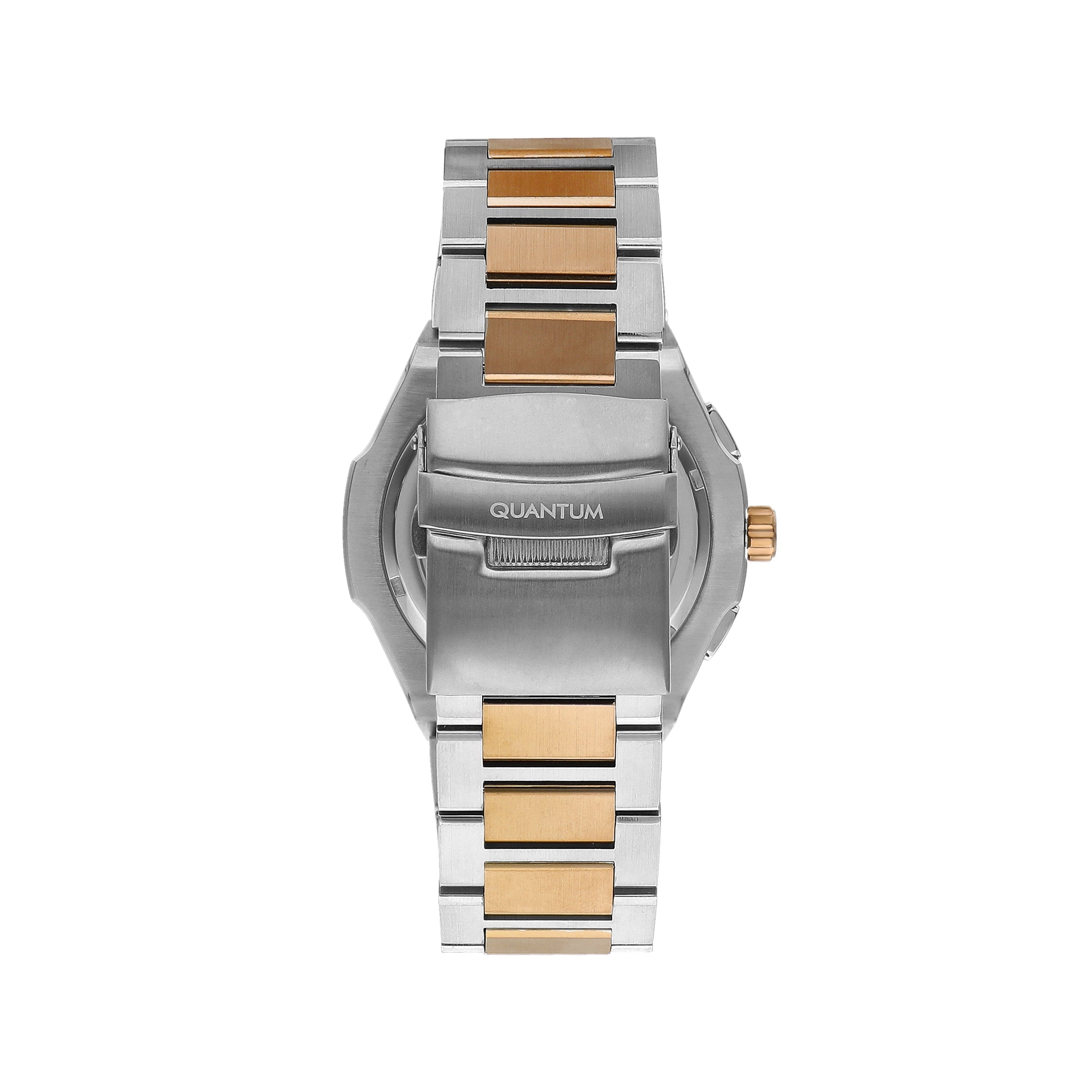 Stainless steel case back with Quantum branding on Adrenaline watch