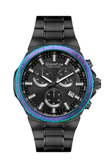 Quantum Black Dial Metal Strap Men's Watch HNG813.650