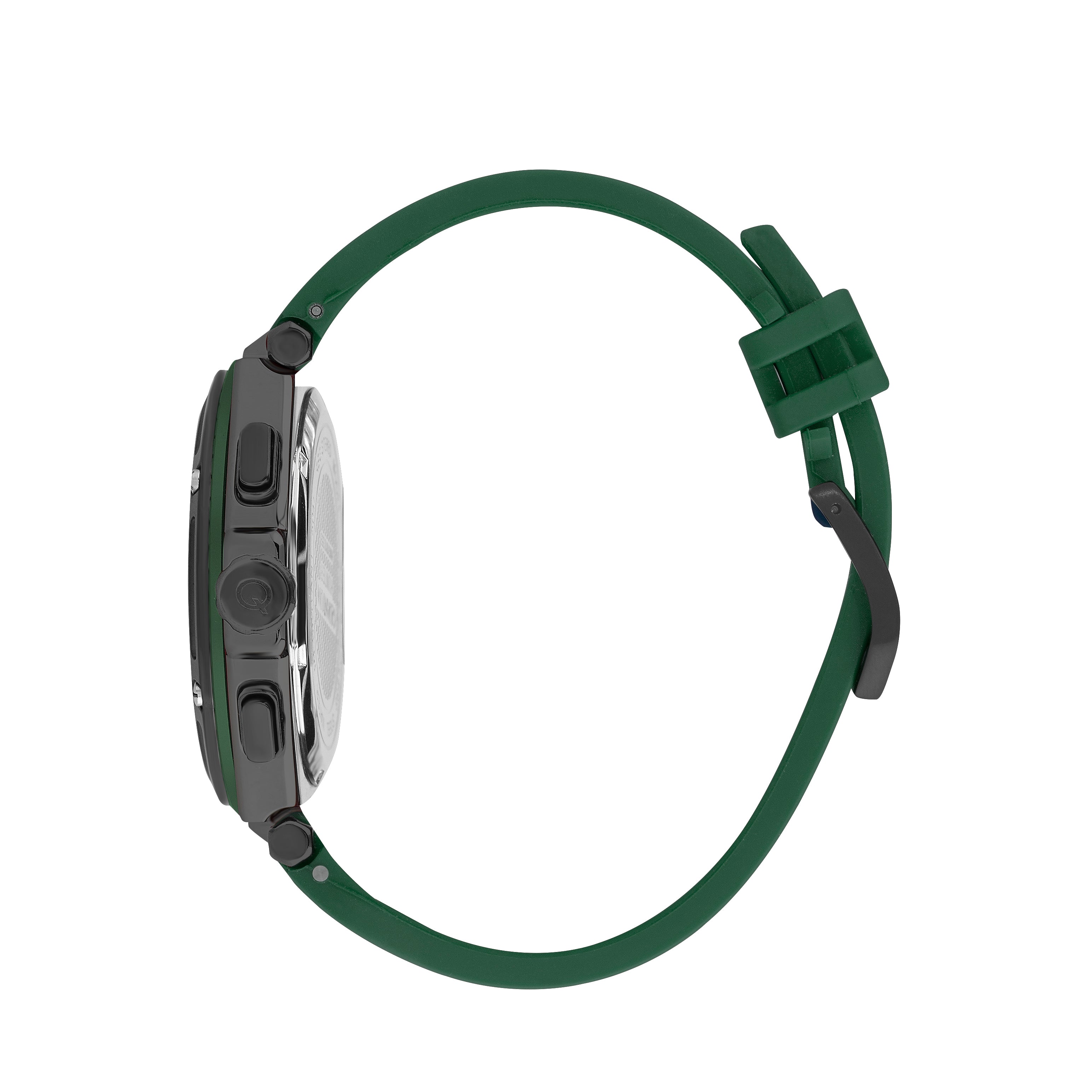 Quantum Hunter Chronograph Green Strap Black Dial Date Watch HNG1010.656