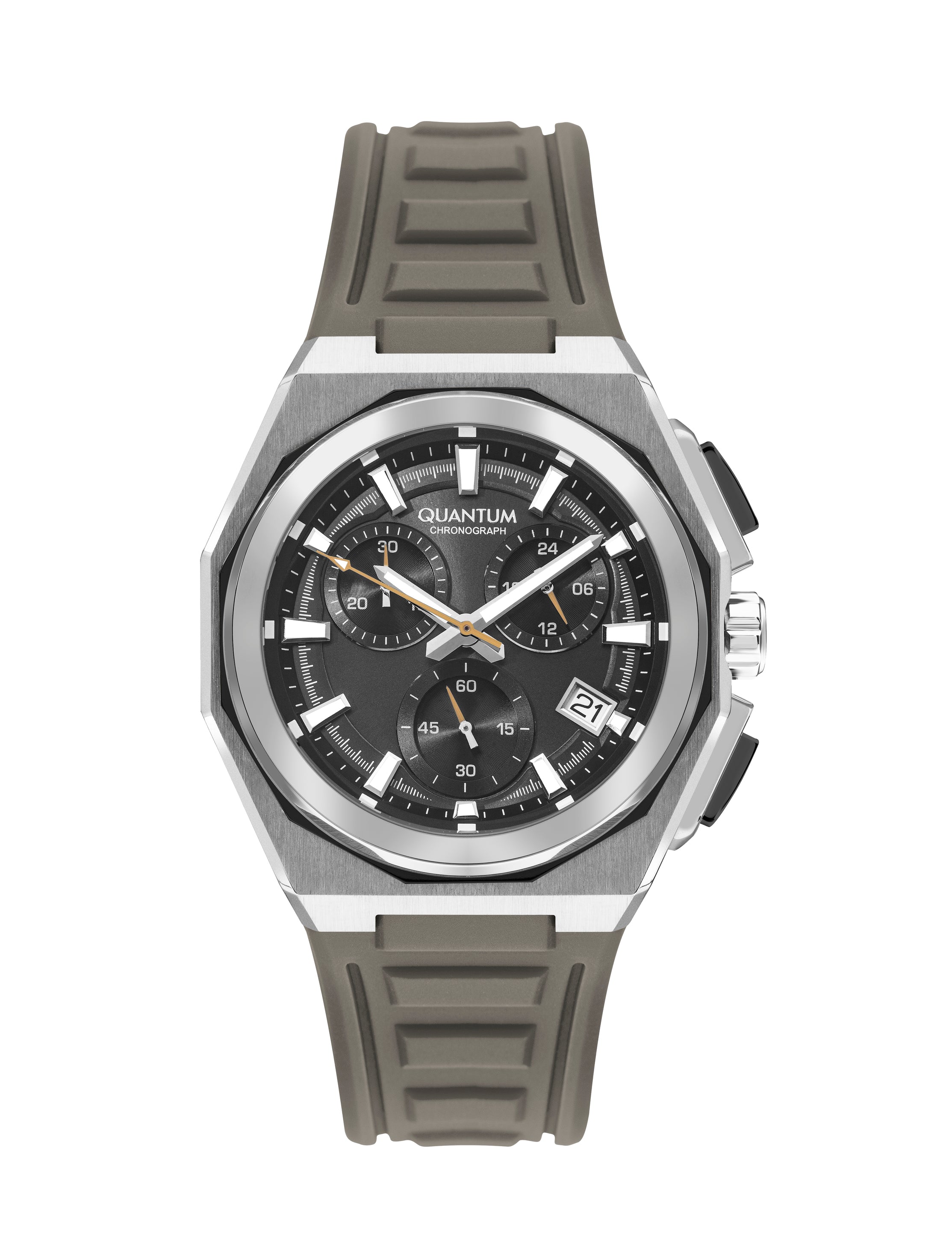 Quantum Men’s Beige Chronograph Silicone Strap Watch – PWG1078.357 - Watch
