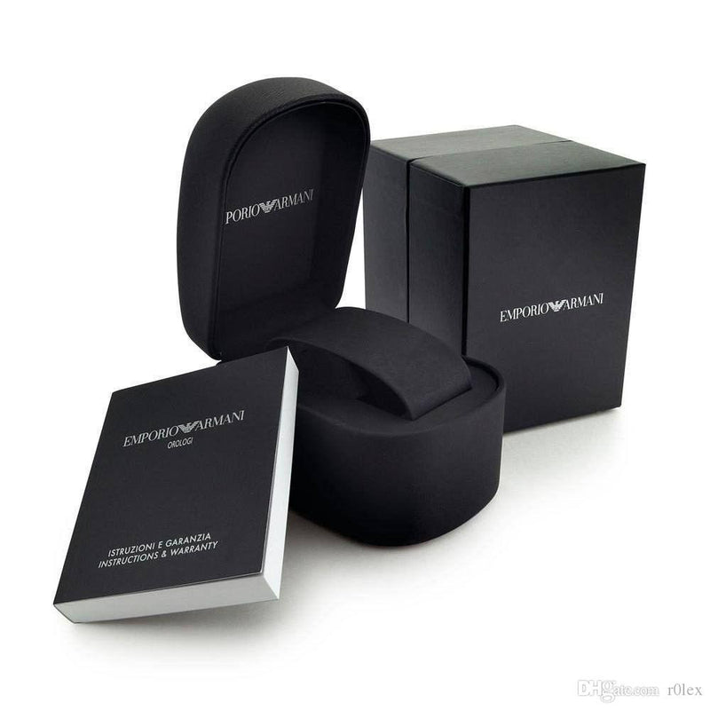 Emporio Armani Retro Black Dial Silver Men's Watch AR1676