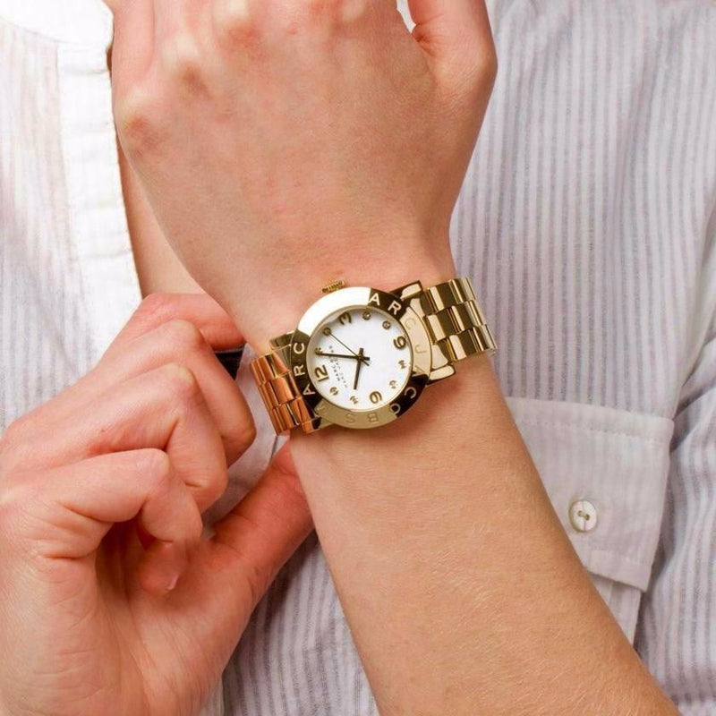 Gold Mbm3056 Marc By Marc Jacobs Amy White Dial Ladies Watch