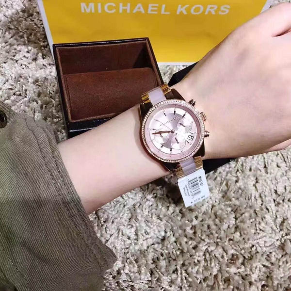 WOMEN'S MICHAEL KORS newest RITZ ROSE GOLD WATCH-MK6307-NIB W/AUTHENTICITY PAPERS