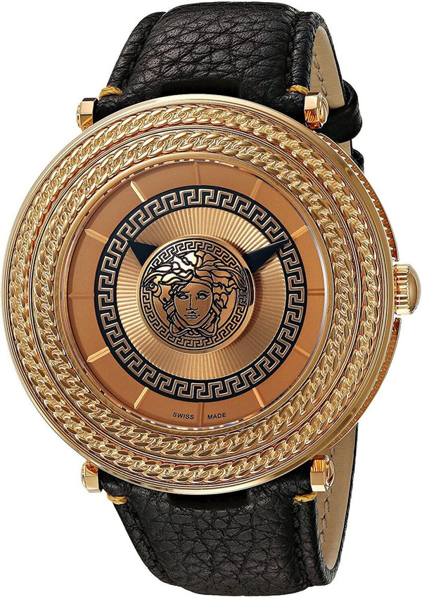Versace V-Metal Icon Brown Leather Strap Men's Watch  VQL010015 - Big Daddy Watches