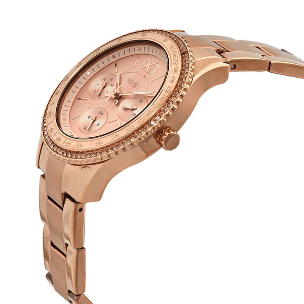 Fossil Stella Chronograph Quartz Crystal Rose Gold Dial Ladies Watch ES5106