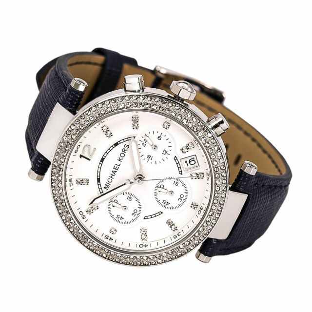 Michael Kors Parker Chronograph Navy Leather Ladies Watch MK2293