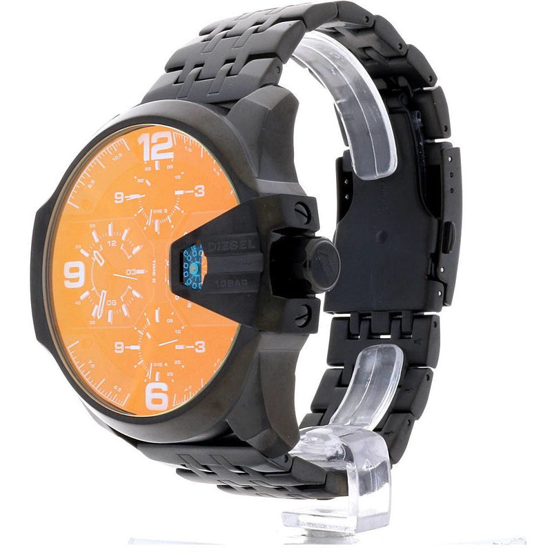 Diesel Big Daddy DZ7373 316L Black Ion-Plated Stainless 10ATM (100m) water-resistant 4 Time zones (GMT)