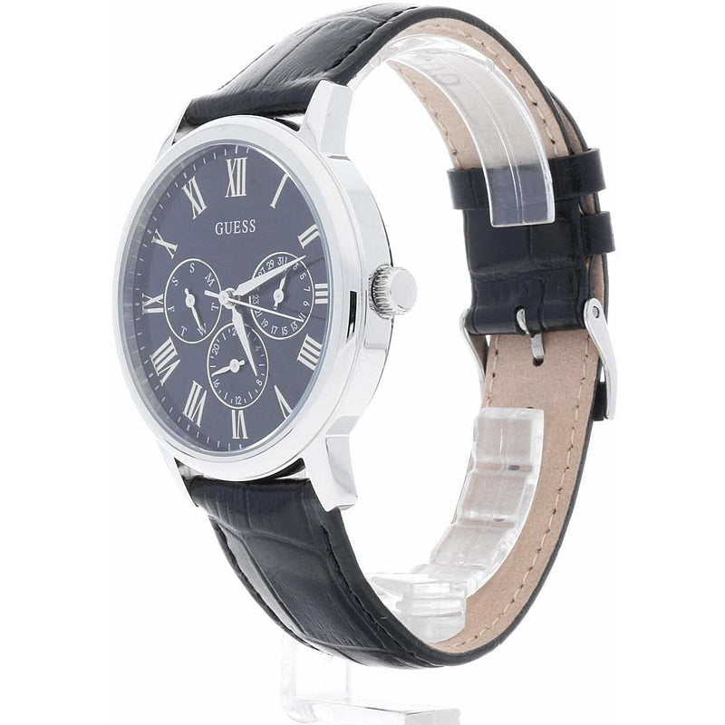 Guess Wafer Black Dial Leather Strap Watch W70016G1