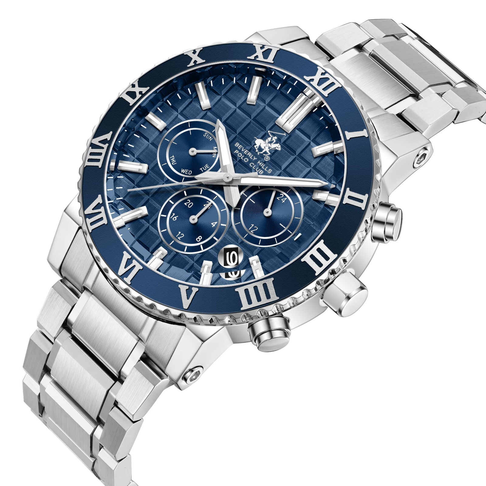Beverly Hills Polo Club Multifunction Blue Dial Silver Date Watch BP3869X.390