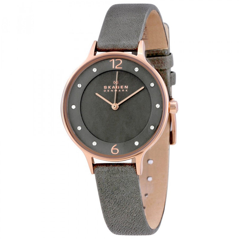 Skagen Anita Grey Dial Grey Leather Ladies Watch SKW2267