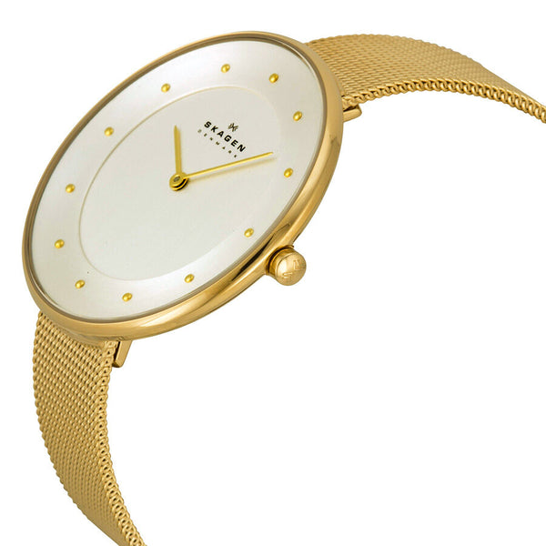 Skagen Silver Dial Gold Mesh Ladies Watch SKW2141