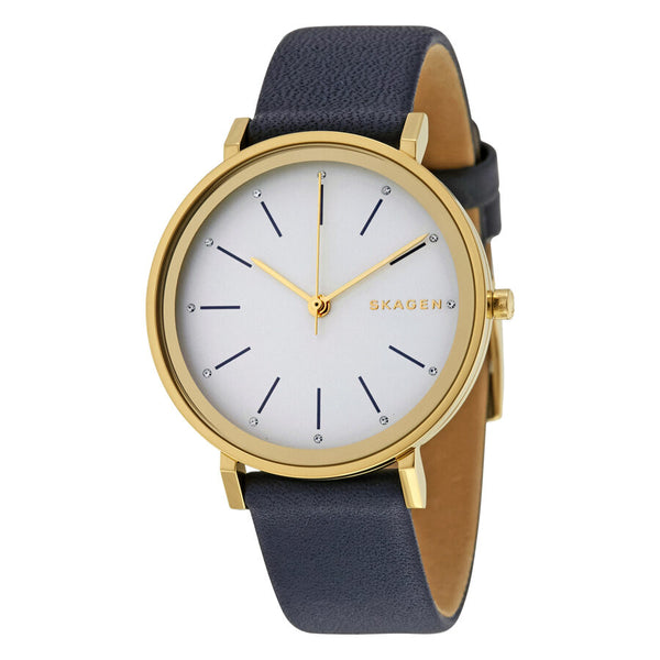 Skagen Hald Silver Dial Black Leather Ladies Watch SKW2510