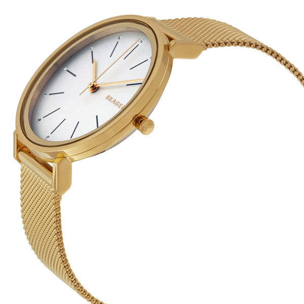 Skagen Hald Silver Dial Yellow Gold PVD Steel Ladies Watch SKW2509
