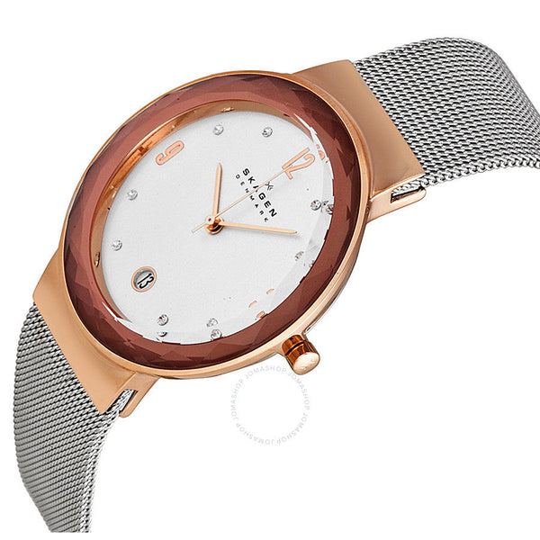 Skagen Leonora Silver Dial Stainless Steel Mesh Ladies Watch 456LRS