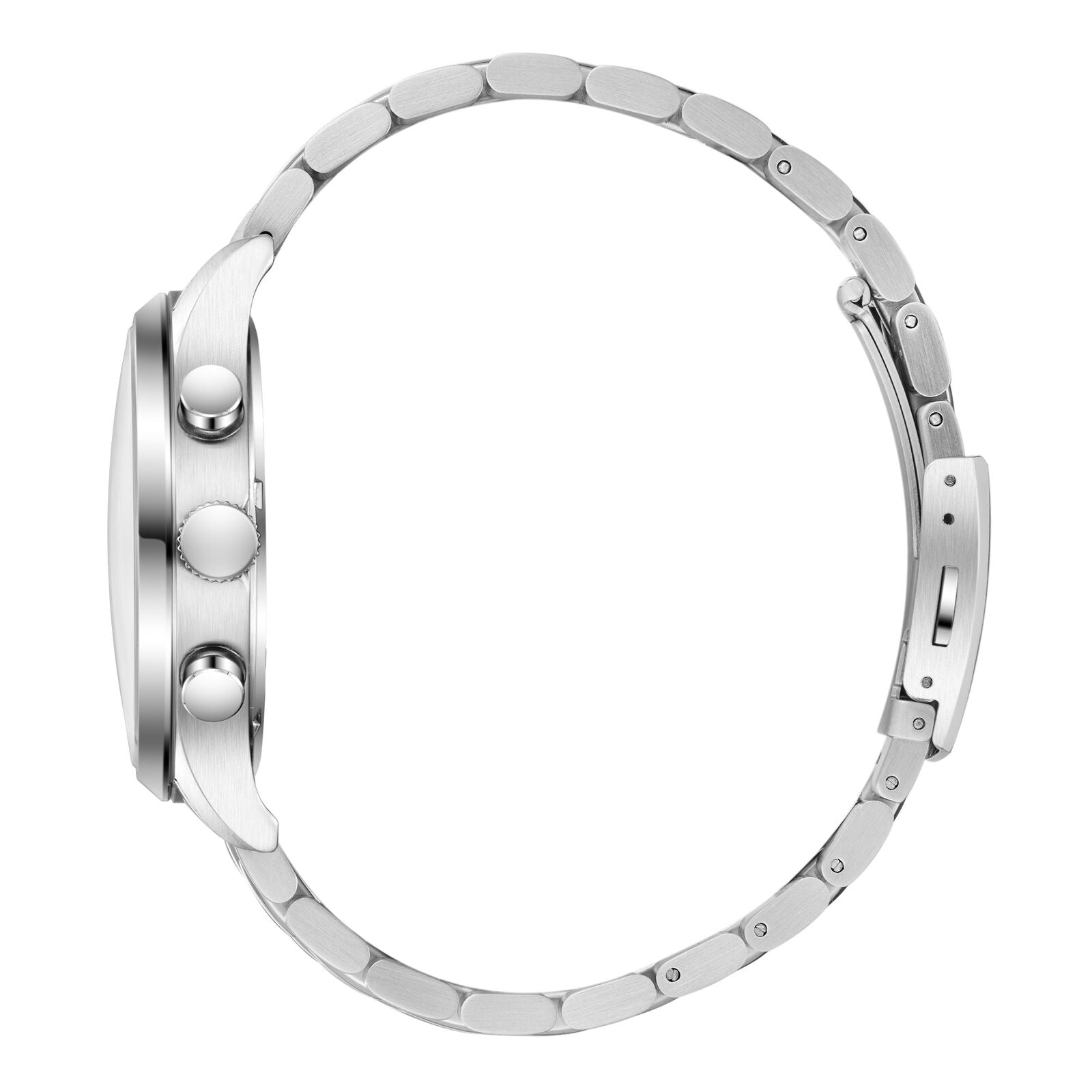 Side view of Slazenger Big Daddy chronograph watch with silver steel bracelet