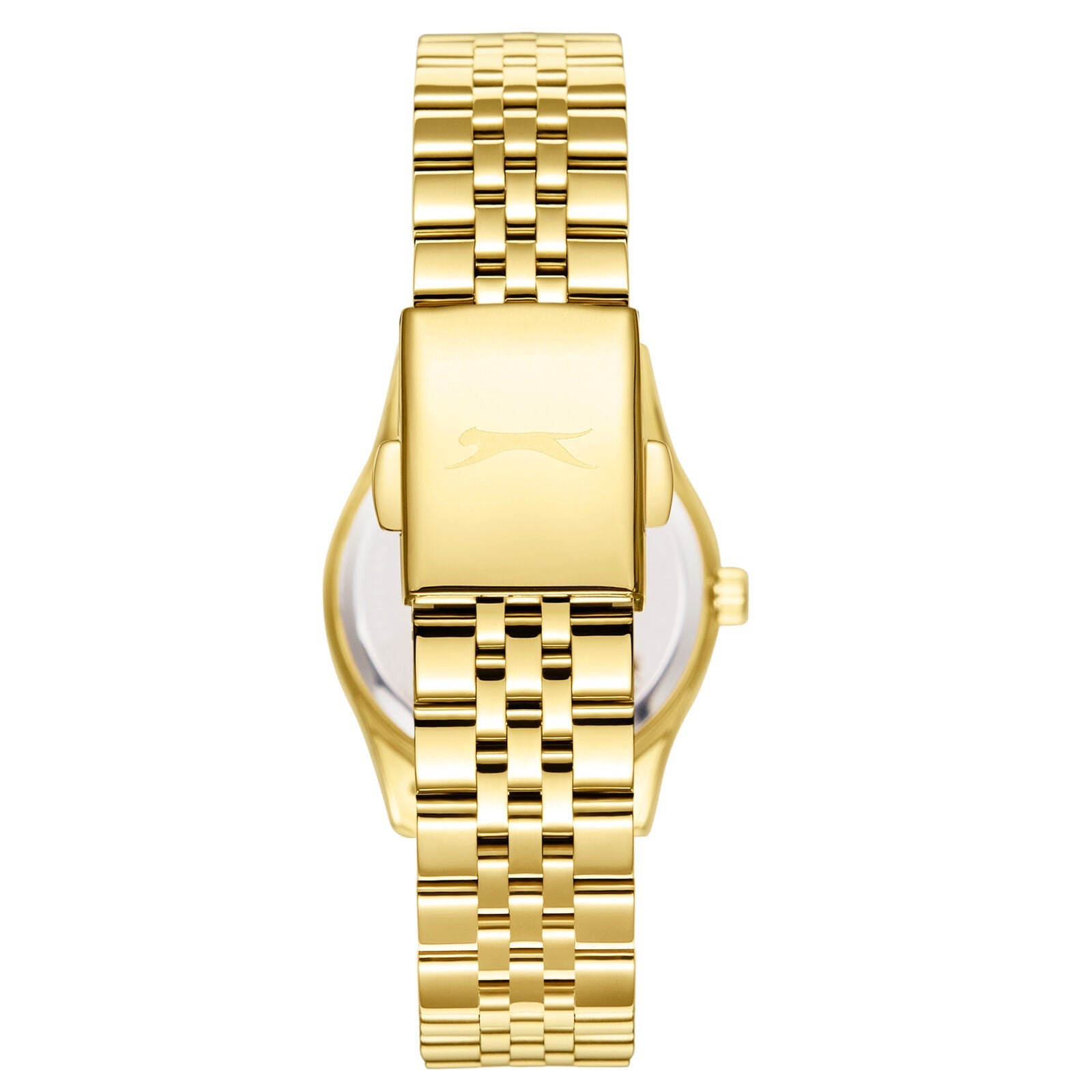 Slazenger Classic Fashion gold watch caseback view showing solid gold-tone case