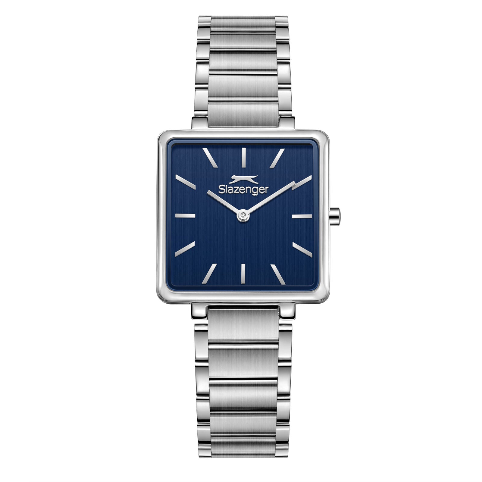 Slazenger Classic Square silver watch with blue dial and silver bracelet