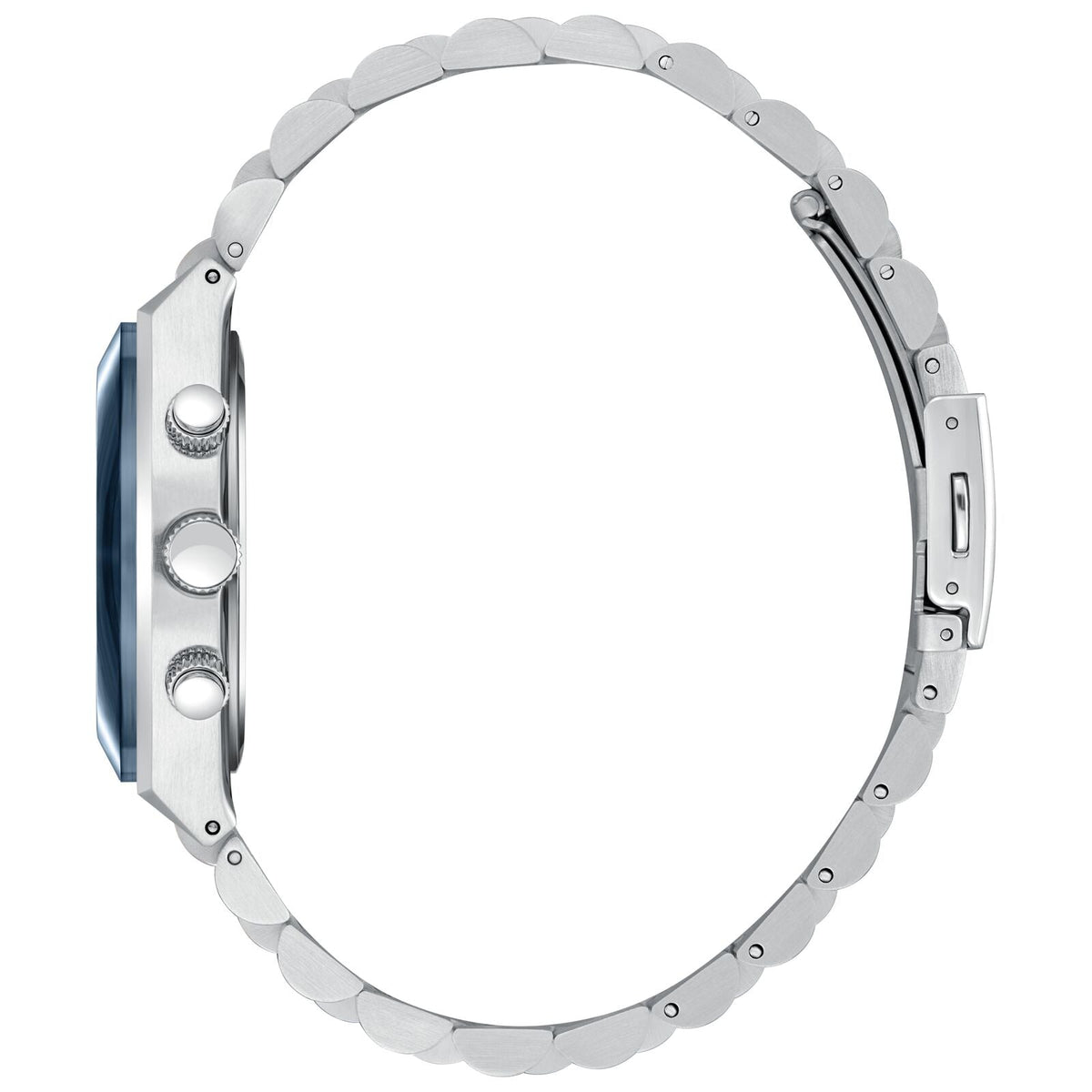 Side profile of Slazenger Classic Chronograph watch showing case thickness and bracelet detail