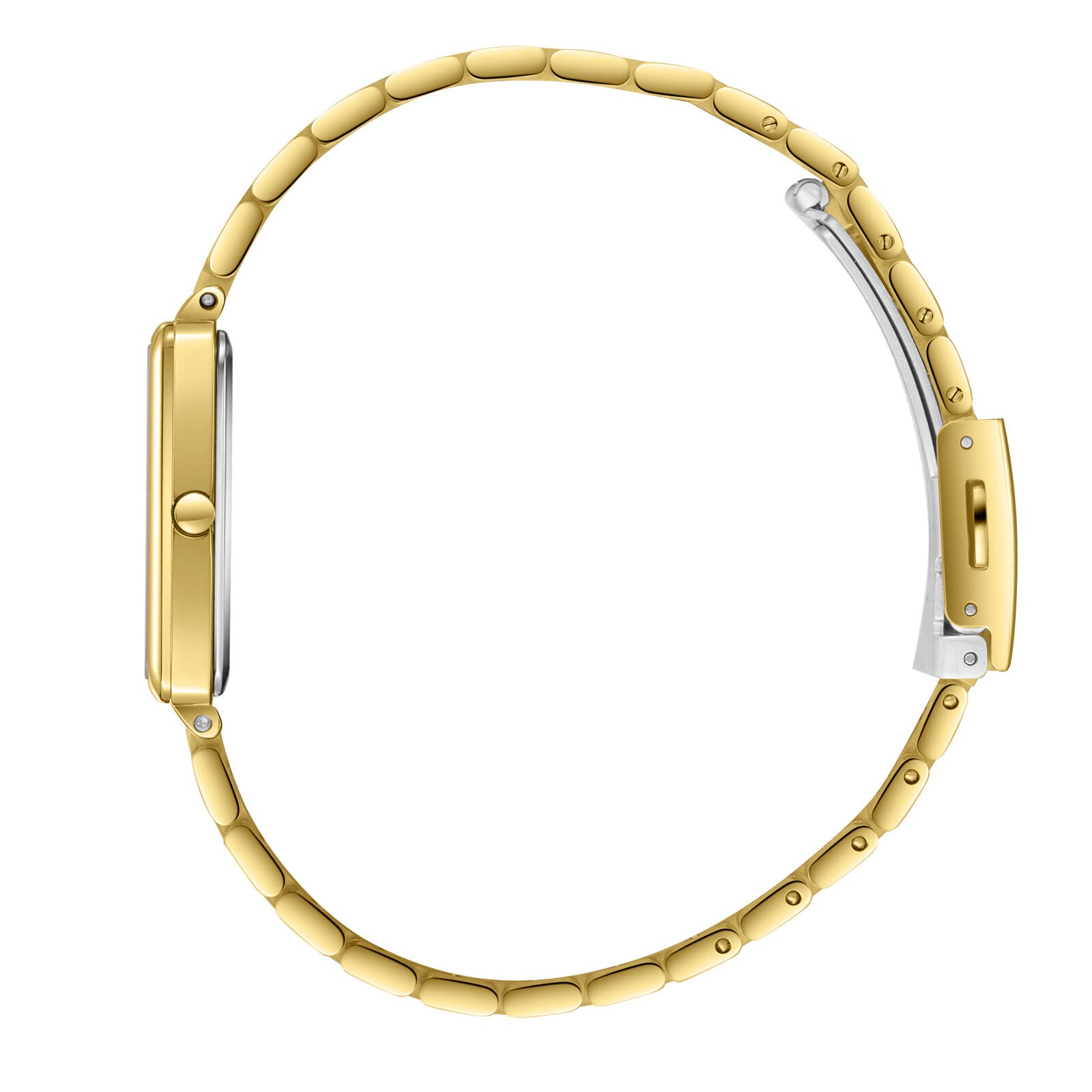 Slazenger gold watch side view displaying profile and strap links