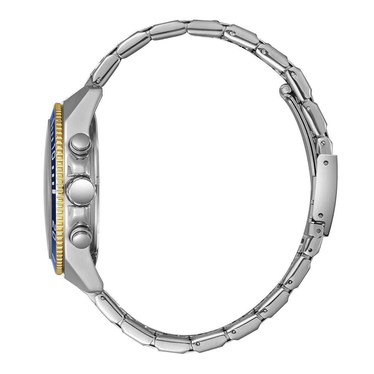 Slazenger Sport watch side view showing chronograph pushers and two-tone strap