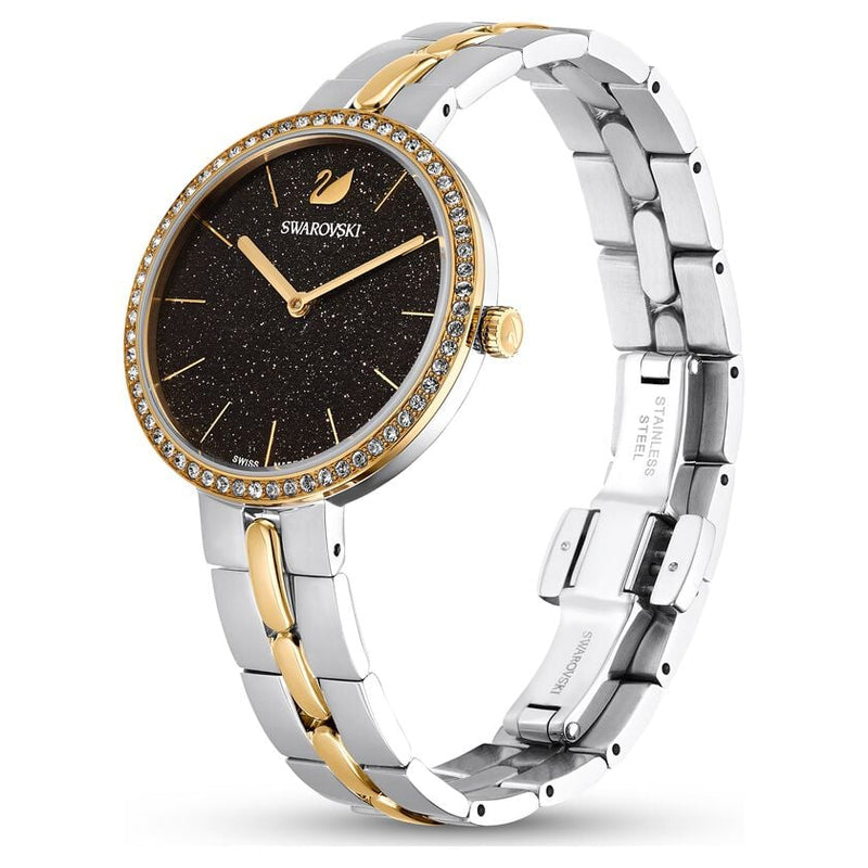 Profile view of Cosmopolitan watch showing bracelet clasp and profile depth