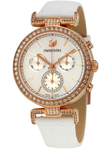 Swarovski Era Journey Silver Dial White Leather Strap Women's Watch 5295369