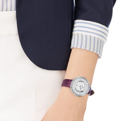 Swarovski Eternal Crystalline Silver Dial Purple Leather Strap Women's Watch 5295355