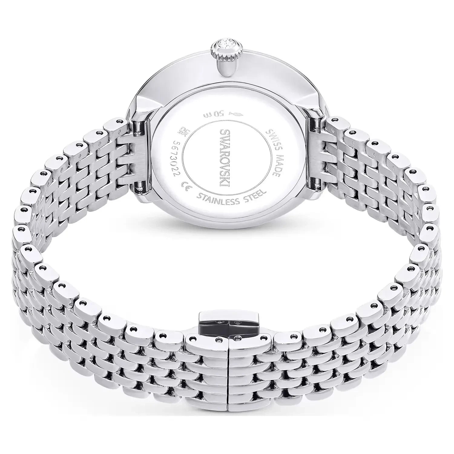Swarovski Octea Chrono Faceted Crystal Bezel Silver Dial Silver Steel Women's Watch 5673022