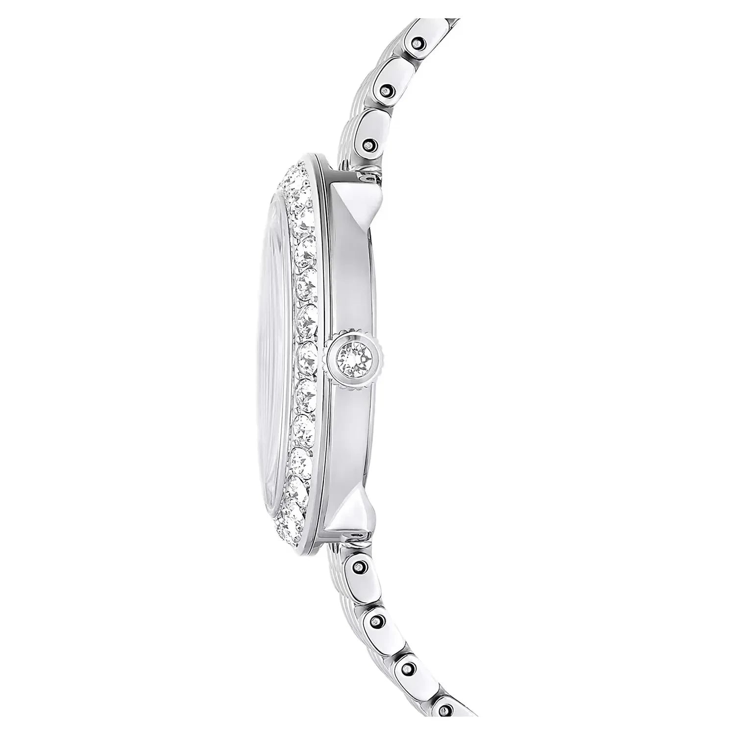 Swarovski Octea Chrono Faceted Crystal Bezel Silver Dial Silver Steel Women's Watch 5673022