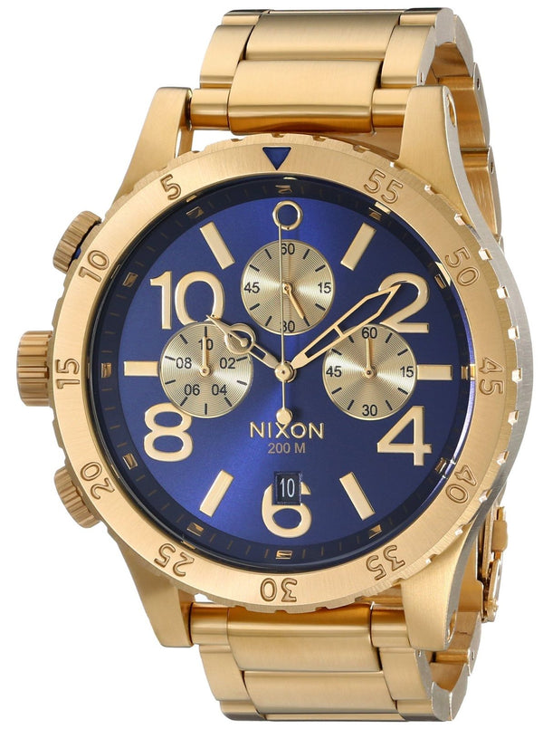 Nixon 48-20 Chrono Blue Dial Gold PVD Men's Watch A486-1922
