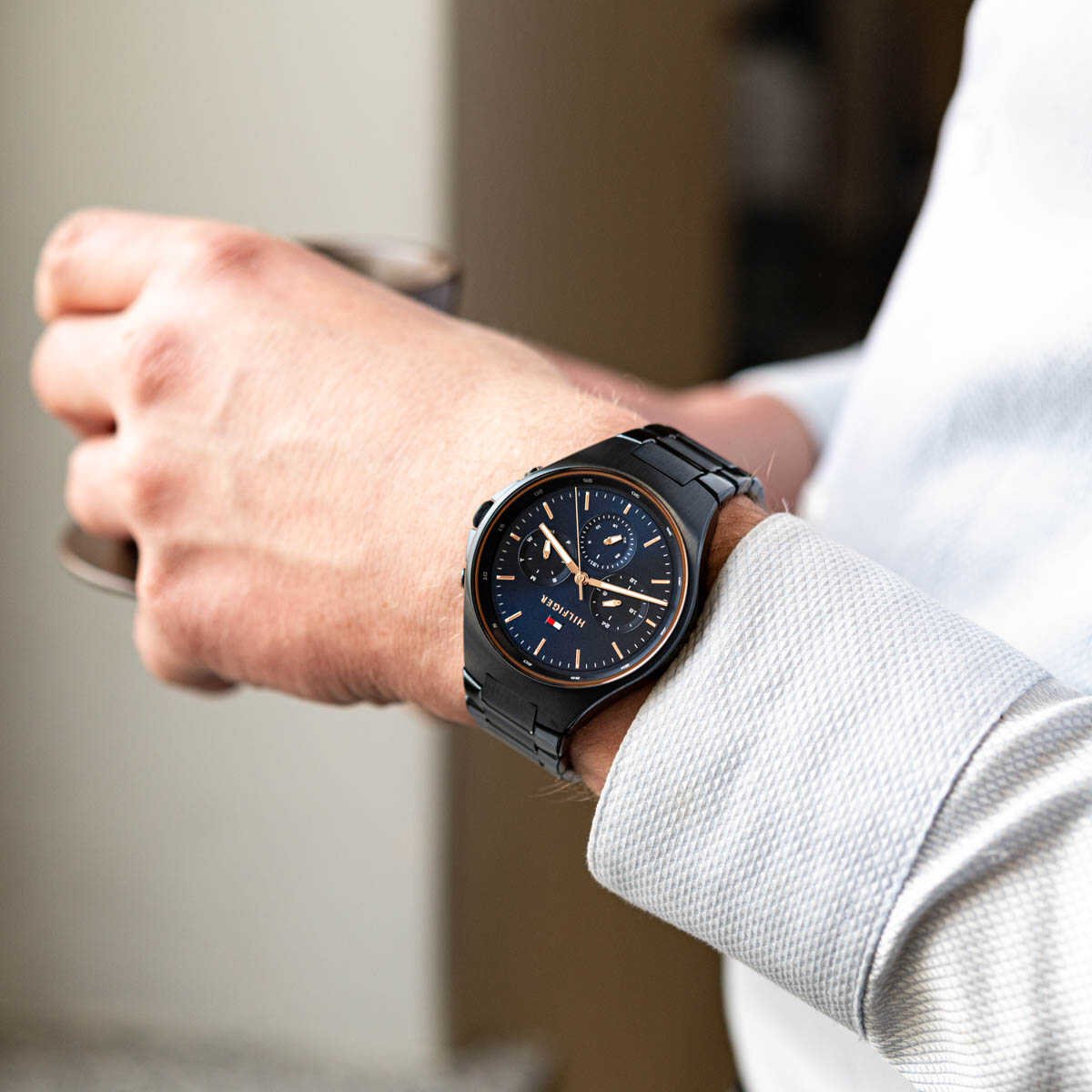 Tommy Hilfiger Justin Chronograph Blue Dial Blue Steel Strap Men's Watch - 1792058