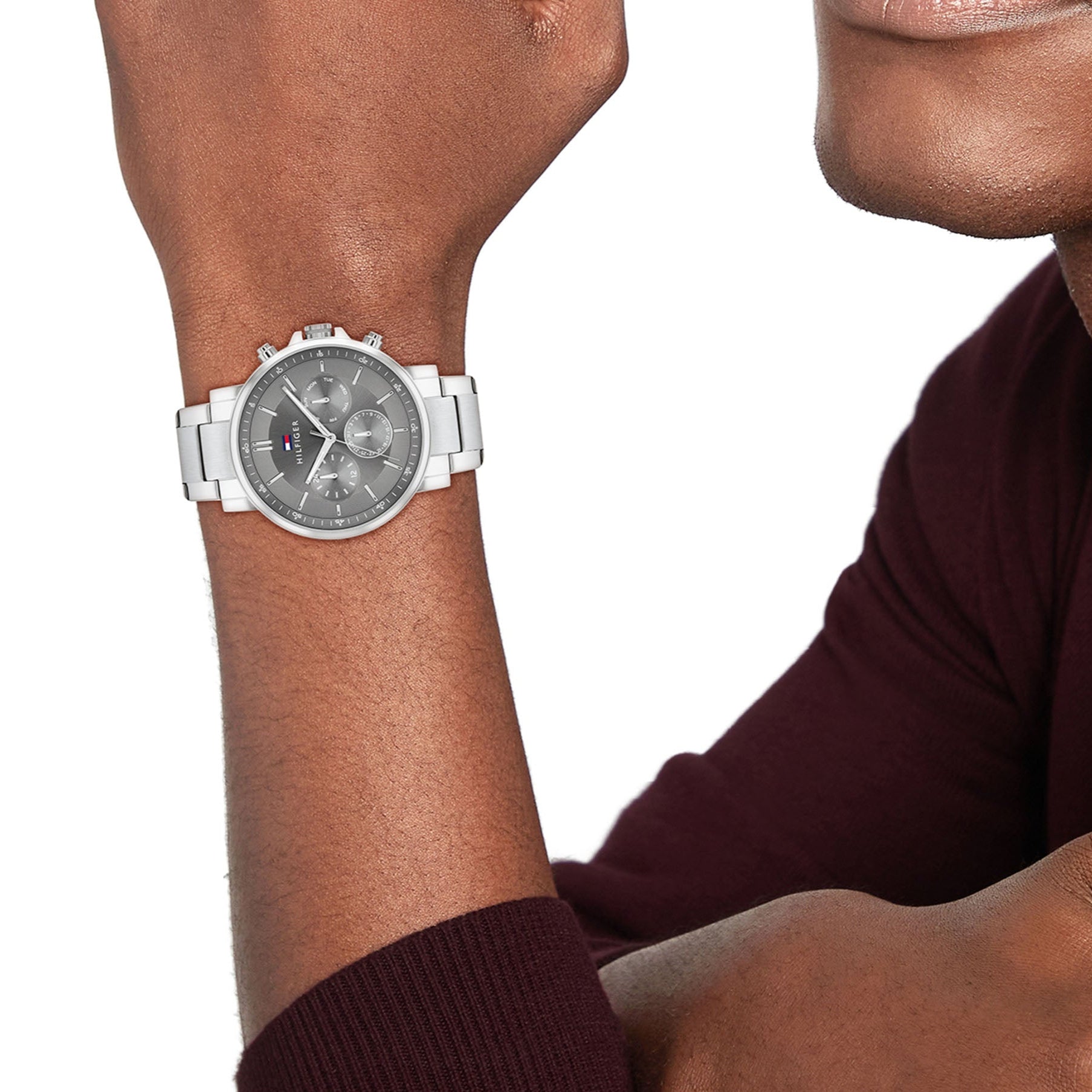 Tommy Hilfiger Tyson Stainless Steel Dark Grey Dial Multi-function Men's Watch - 1710604